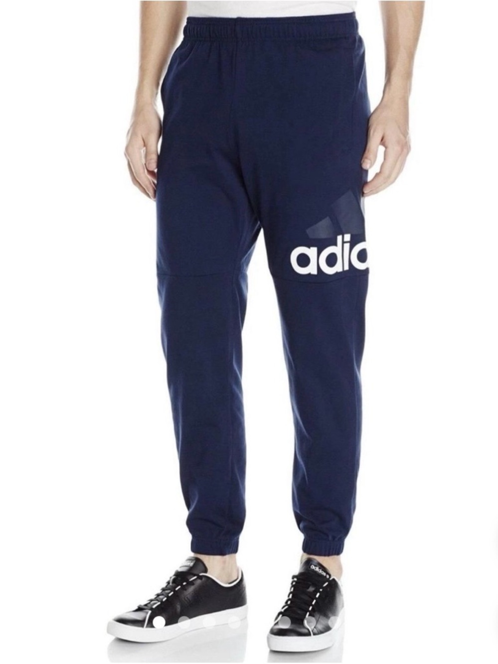 Z🐞Adidas Navy Joggers with White Logo Small